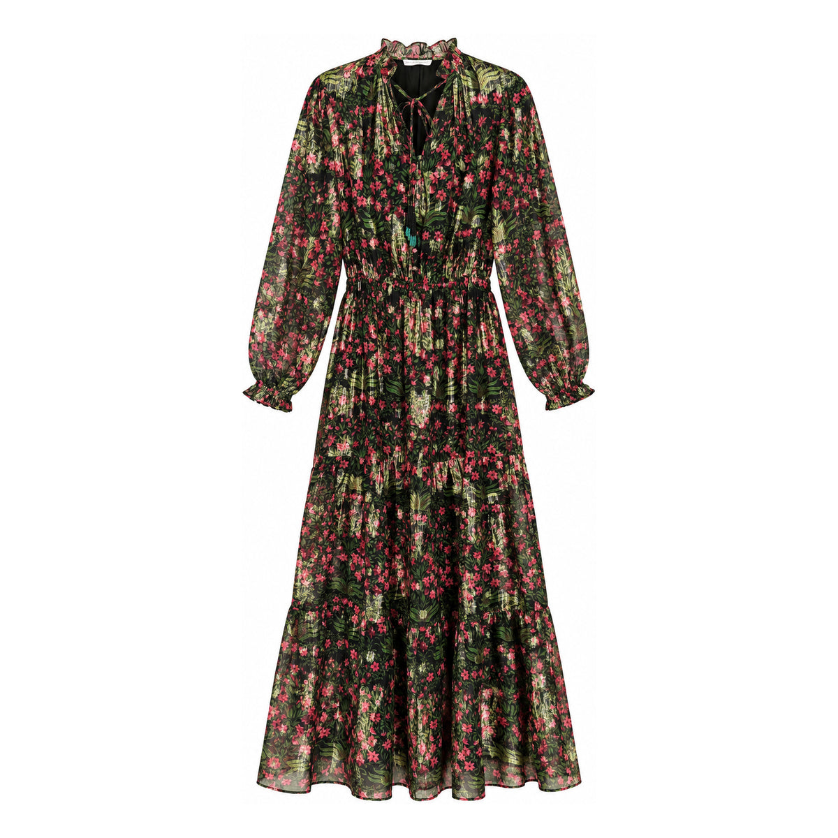 #color_Mughal Floral, Cerise - Black Multi