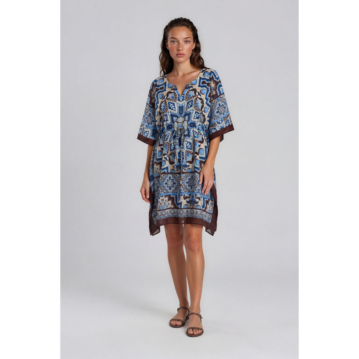 #color_Formentera Floral, Blue - Brown - Cream Multi